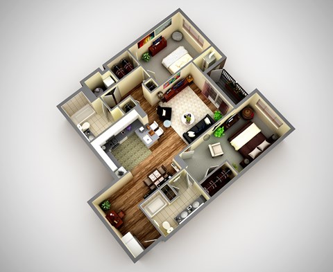 Floor plan for 2 beds, 2 baths, 1150 sqft